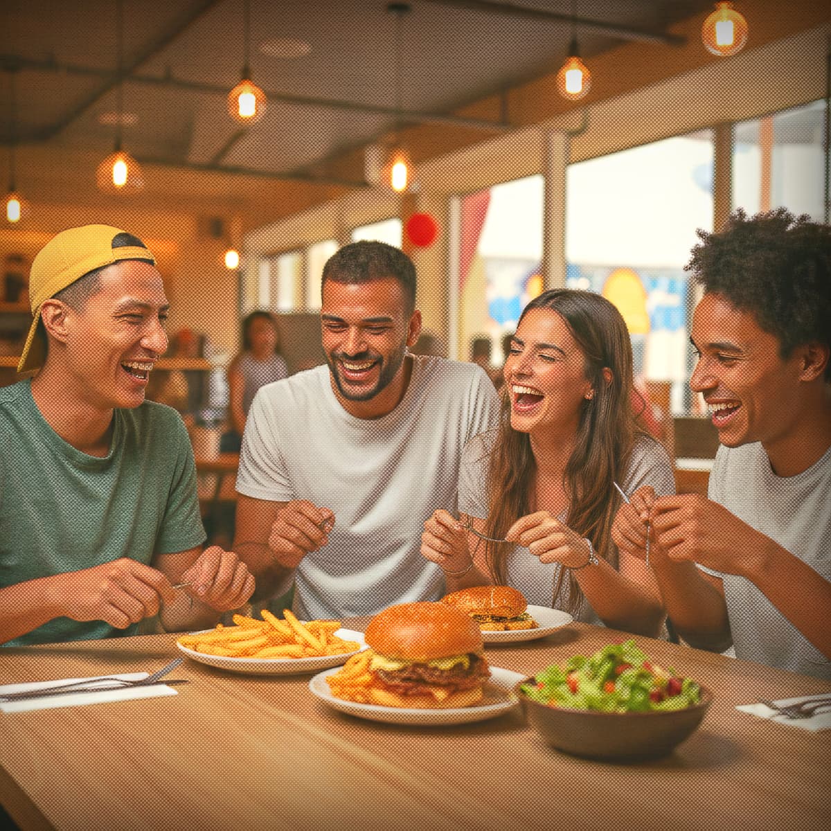 Grupo de personas comiendo